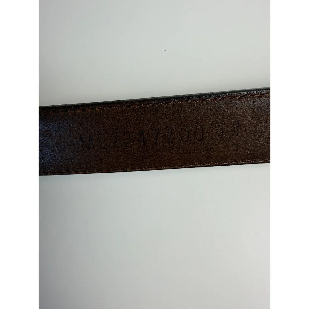 Mens Genuine Leather Belt 38 Brown Silver Buckle Metal Tip Dress Casual 44in